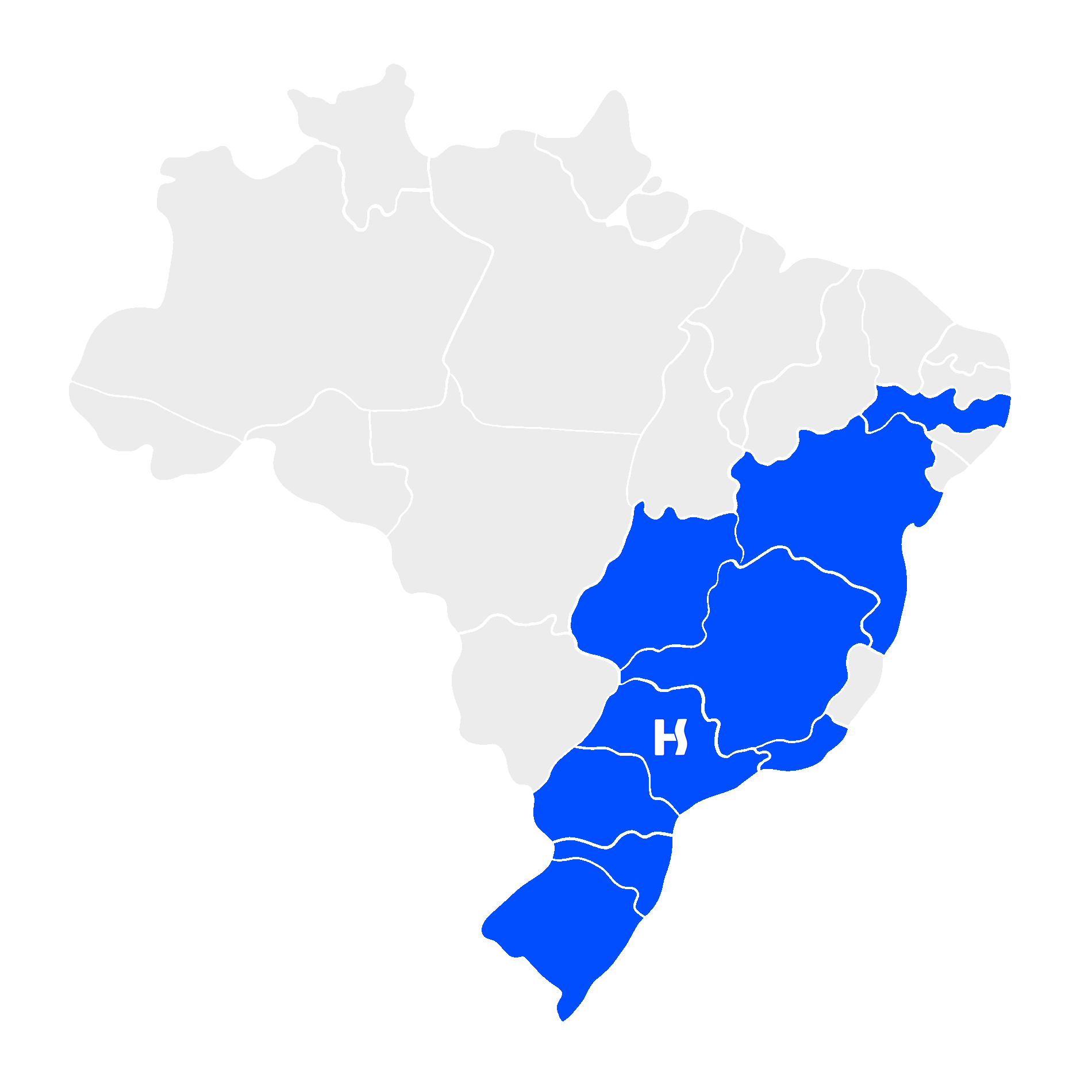 Mapa do Brasil com estados em azul